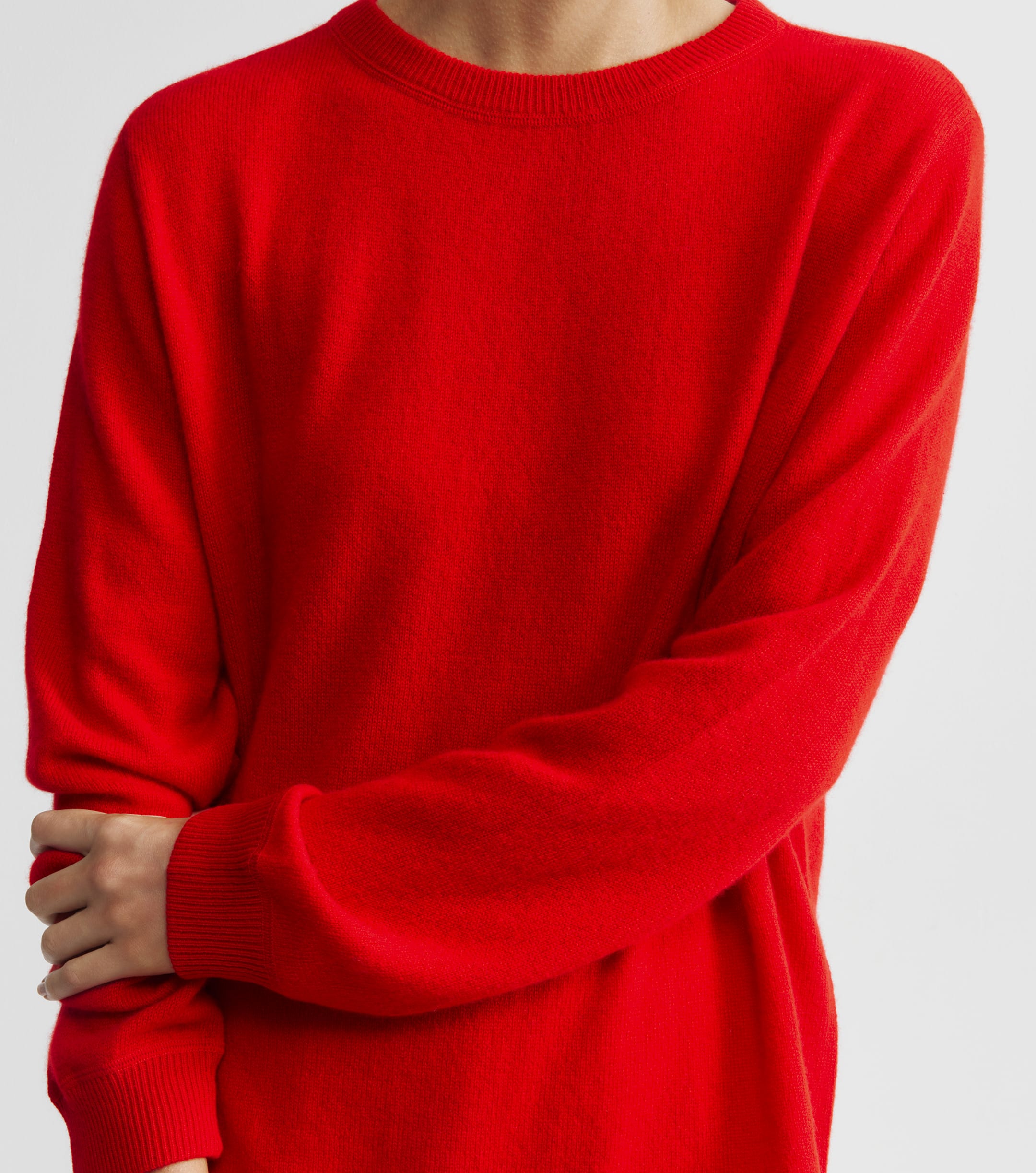 Cashmere Featherweight Oversize Crew - Red