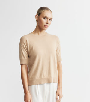 Essential Cashmere Crew Tee - Camel