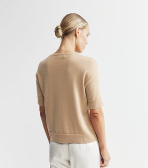 Essential Cashmere Crew Tee - Camel