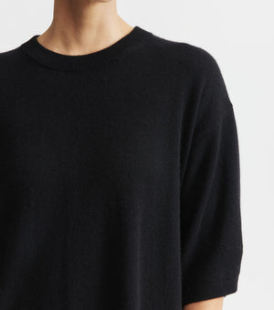 Cashmere Featherweight Oversize Tee - Black