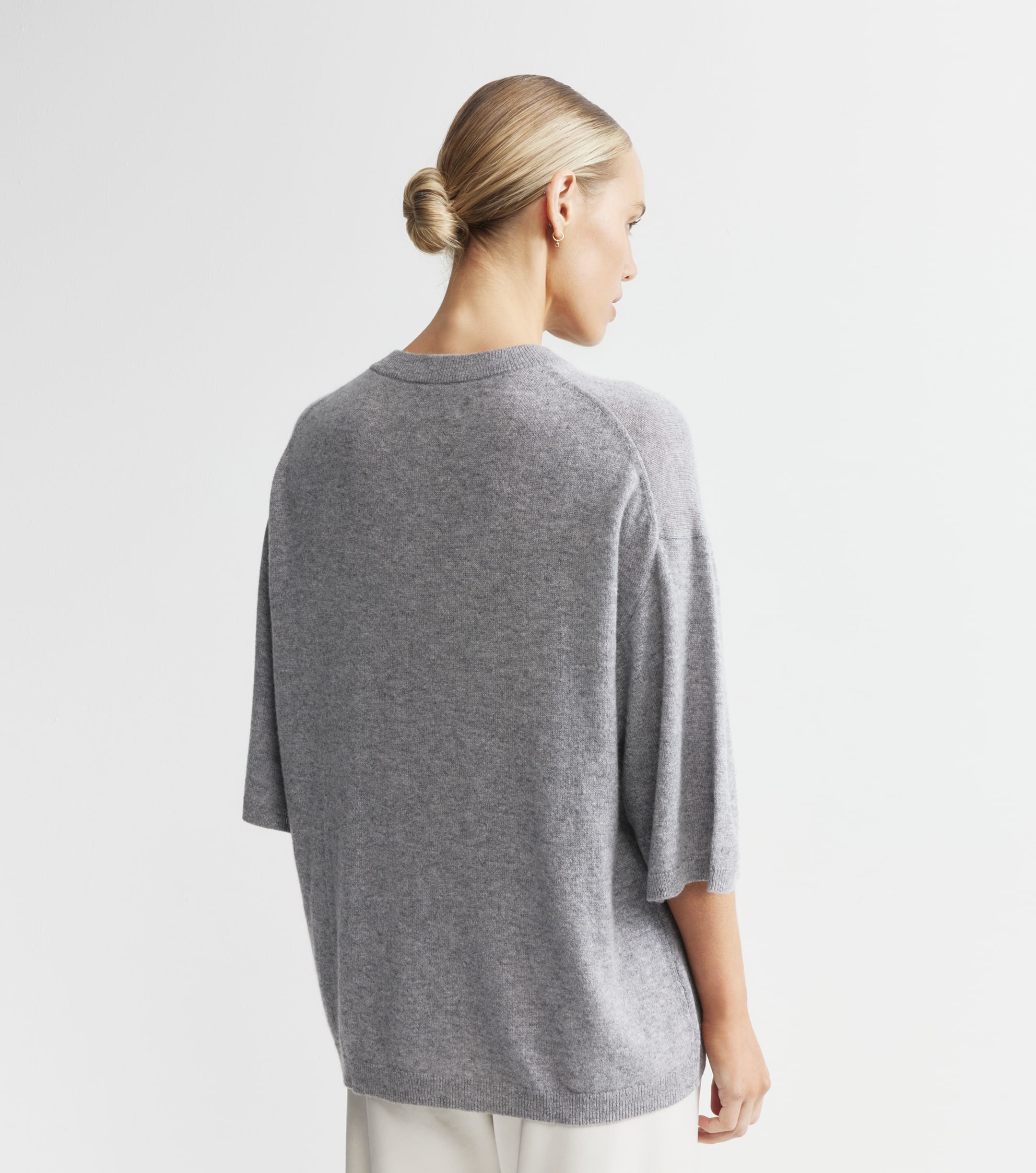 Cashmere Featherweight Oversize Tee - Dark Grey Melange
