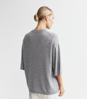 Cashmere Featherweight Oversize Tee - Dark Grey Melange