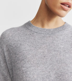 Cashmere Featherweight Oversize Tee - Dark Grey Melange