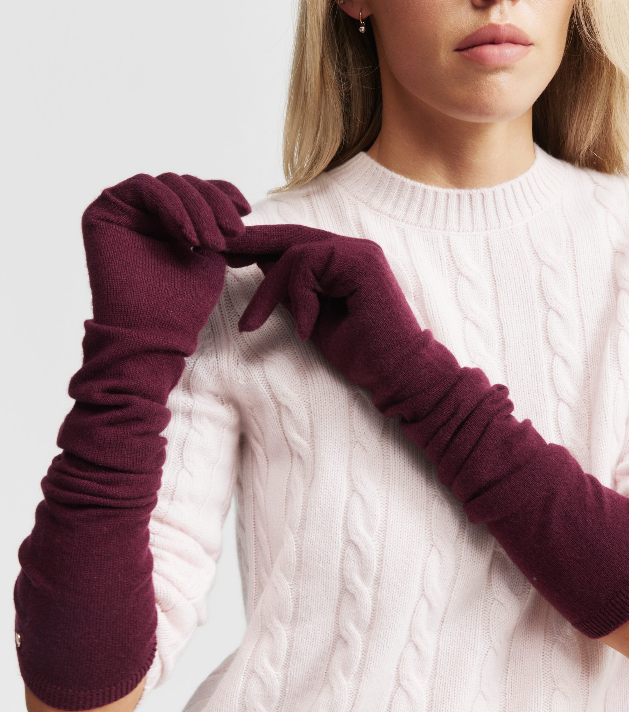 Cashmere Long Gloves - Burgundy