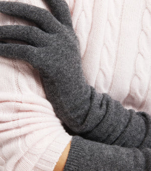 Cashmere Long Gloves - Graphite
