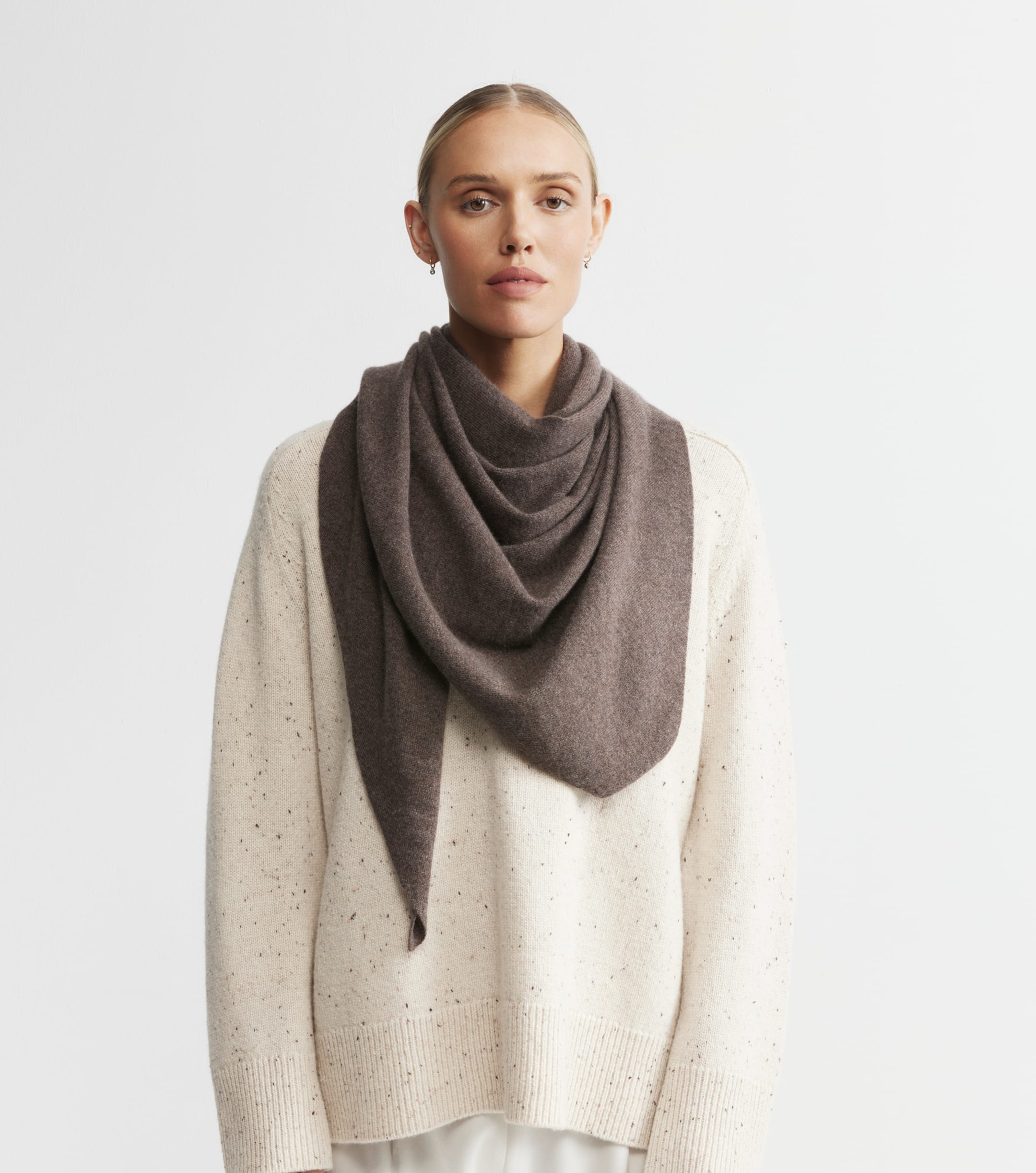 Cashmere Triangle Scarf - Brown Melange