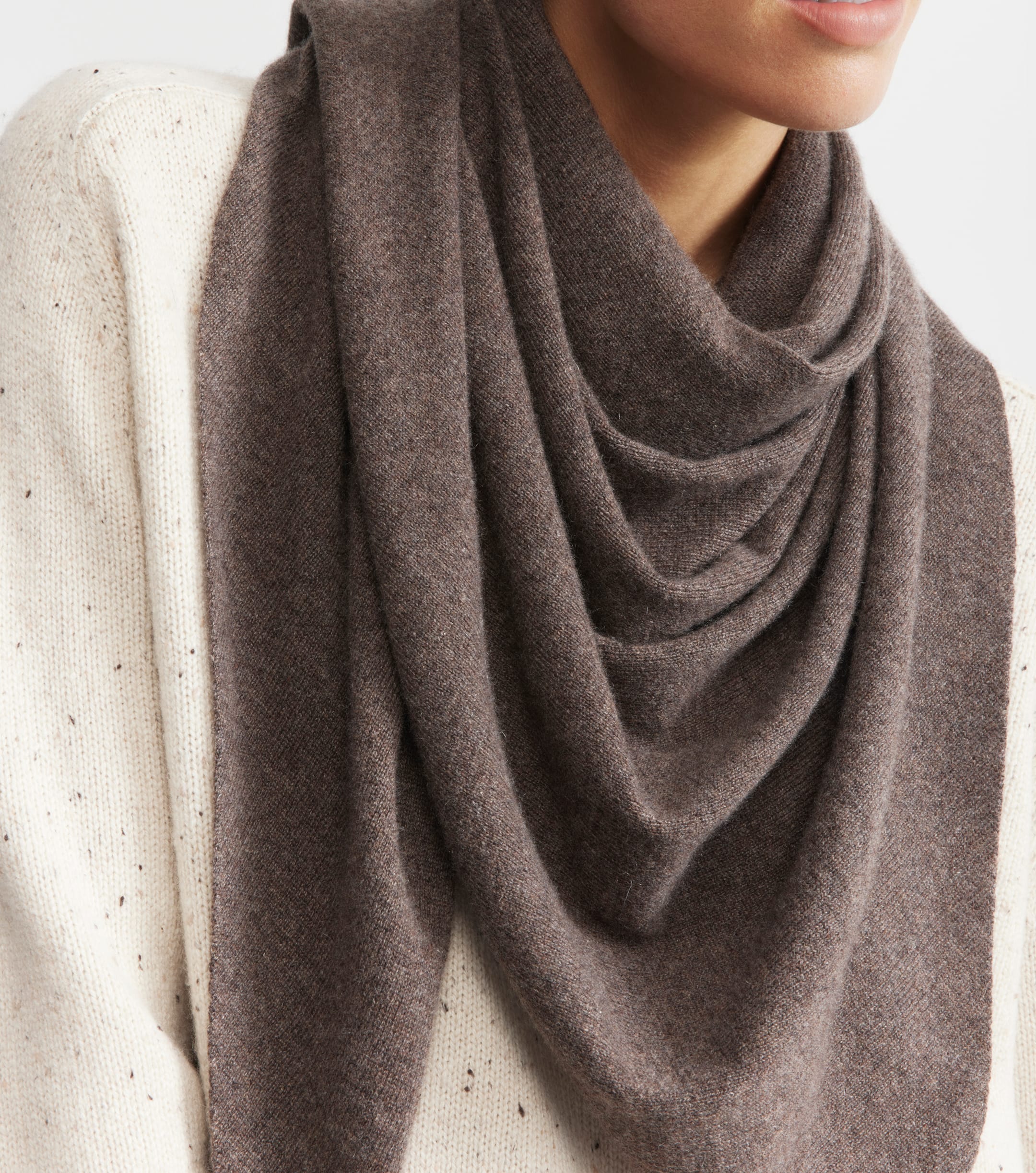 Cashmere Triangle Scarf - Brown Melange