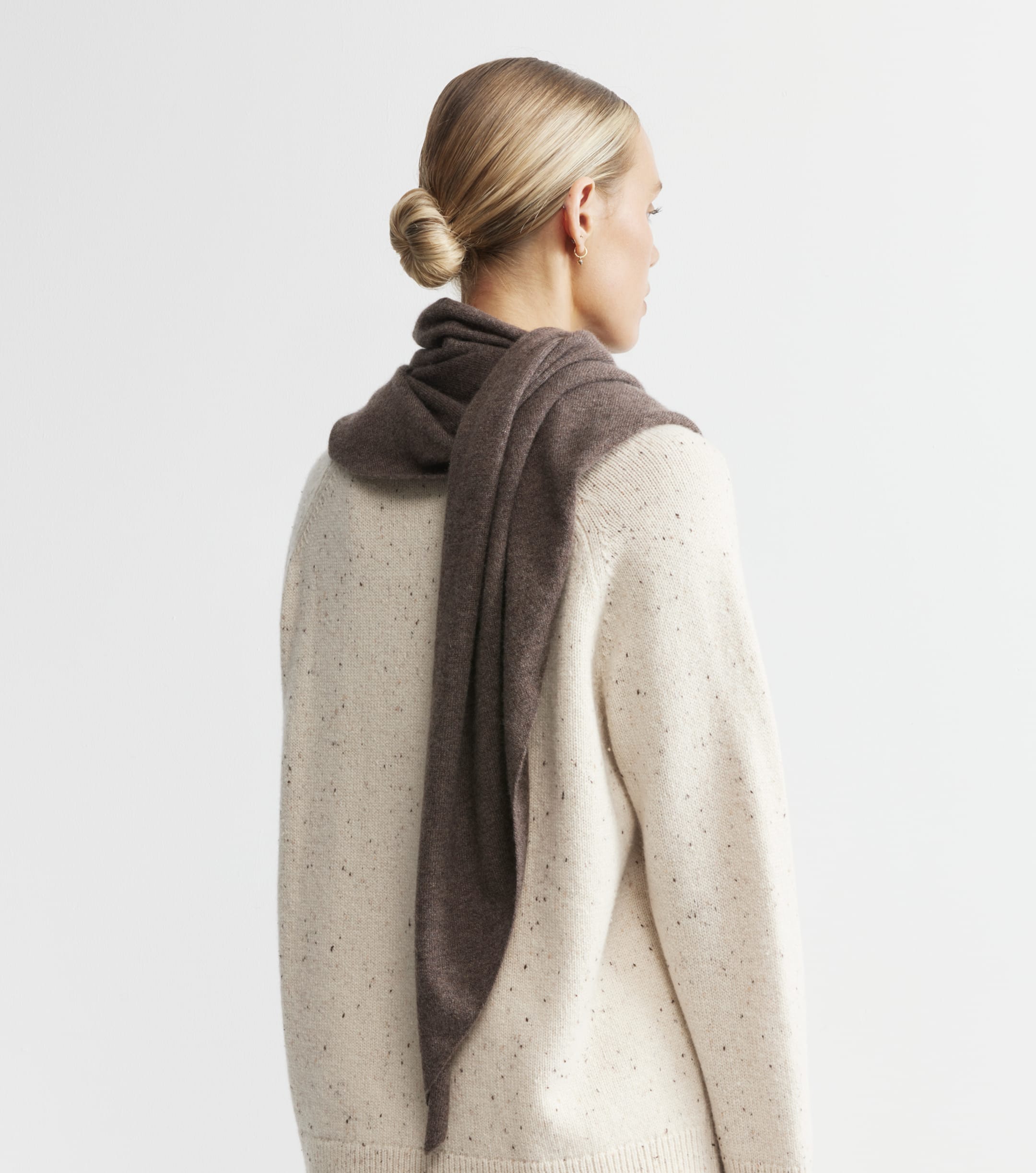 Cashmere Triangle Scarf - Brown Melange