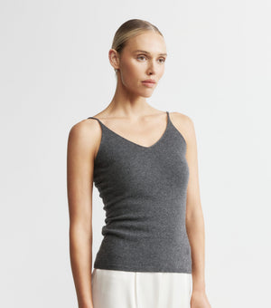 Cashmere V Neck Camisole - Graphite