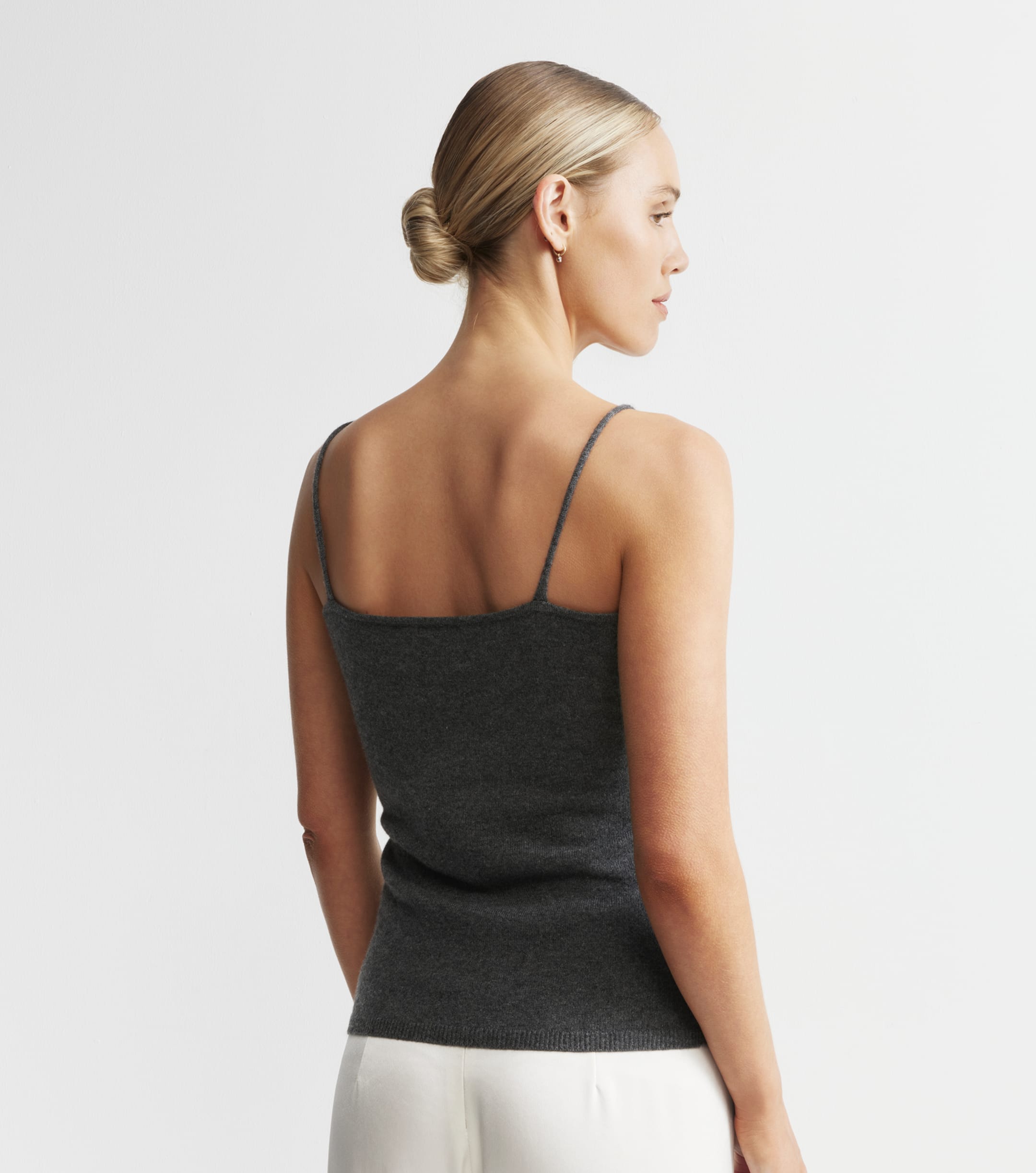 Cashmere V Neck Camisole - Graphite