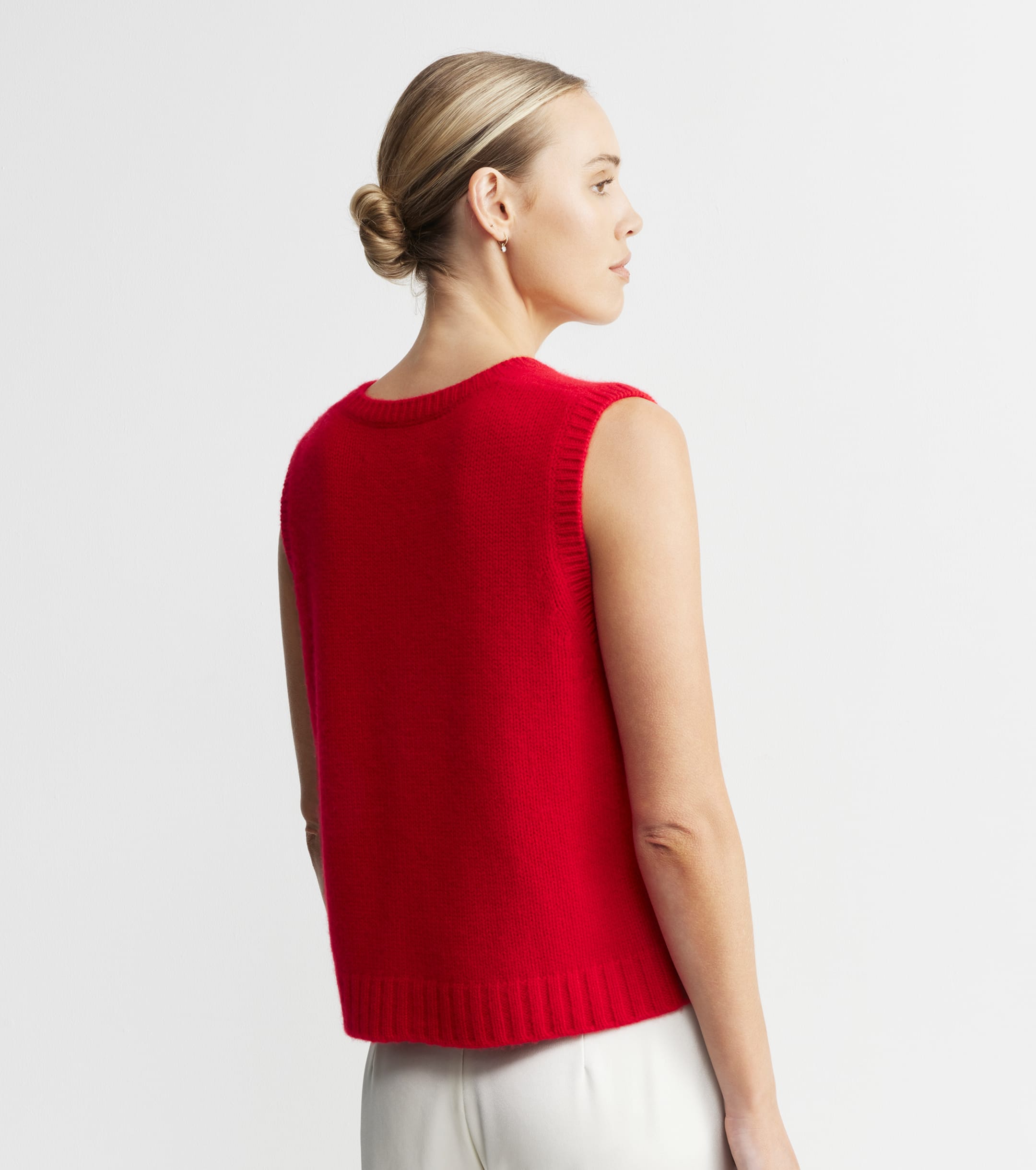 Cashmere Relaxed Button Vest - Red
