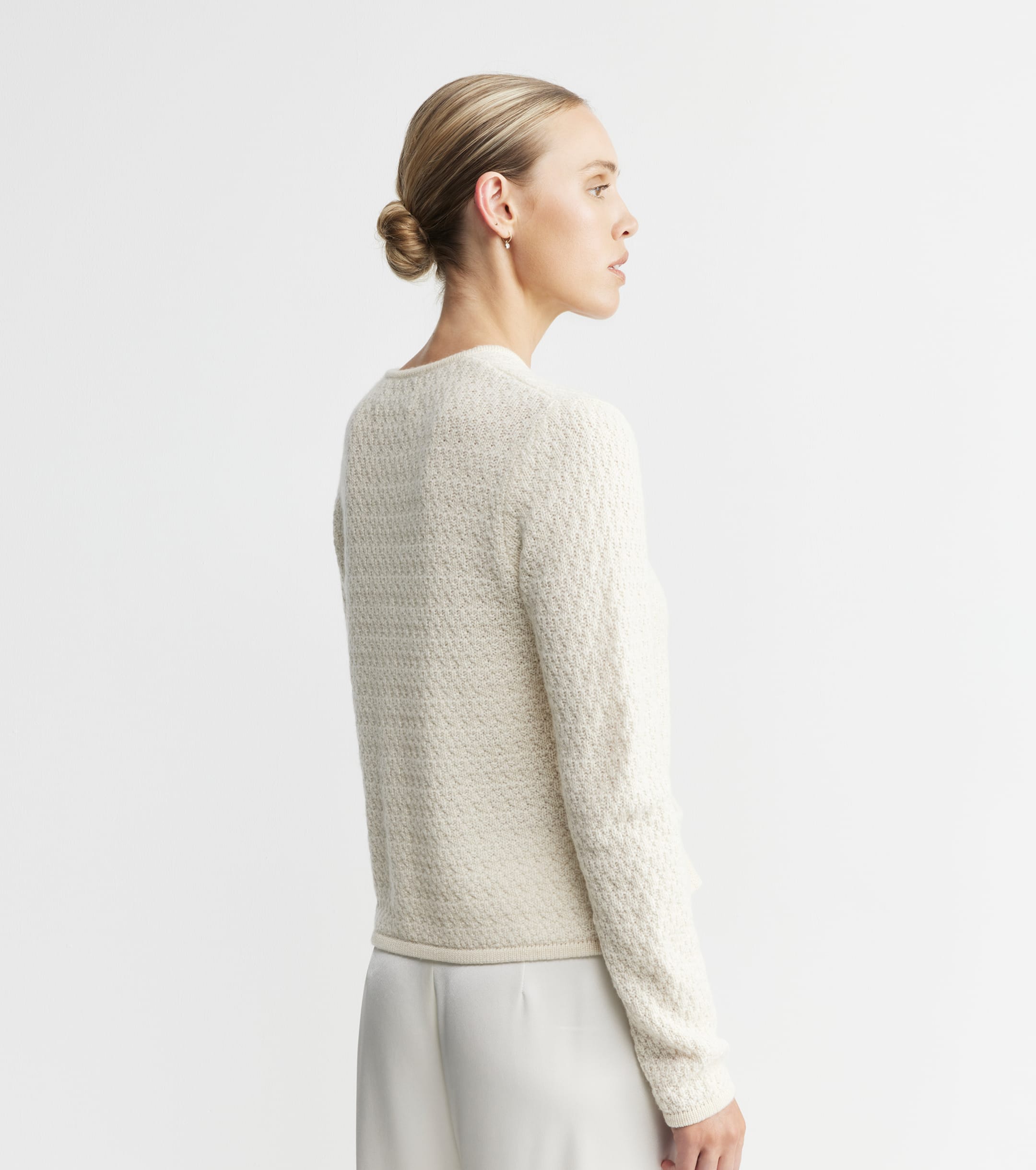 Cashmere Waffle Jacket - Cream/Gold Lurex
