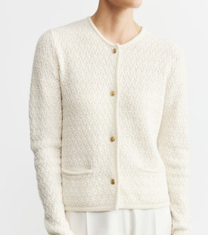 Cashmere Waffle Jacket - Cream/Gold Lurex