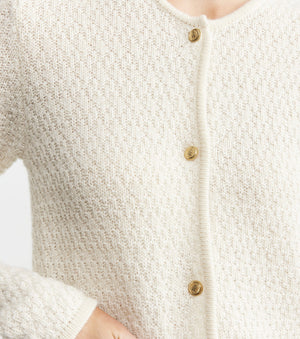 Cashmere Waffle Jacket - Cream/Gold Lurex