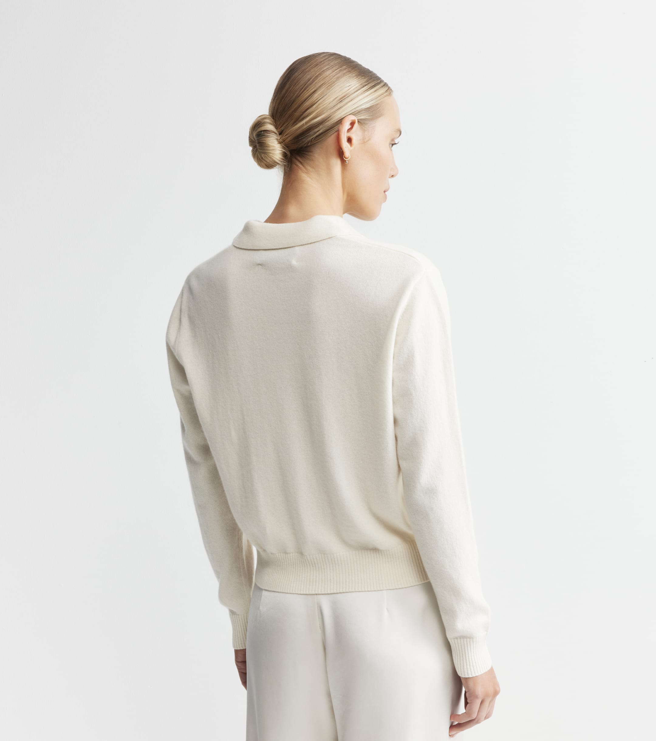 Cashmere Cardigan with Collar - Cream