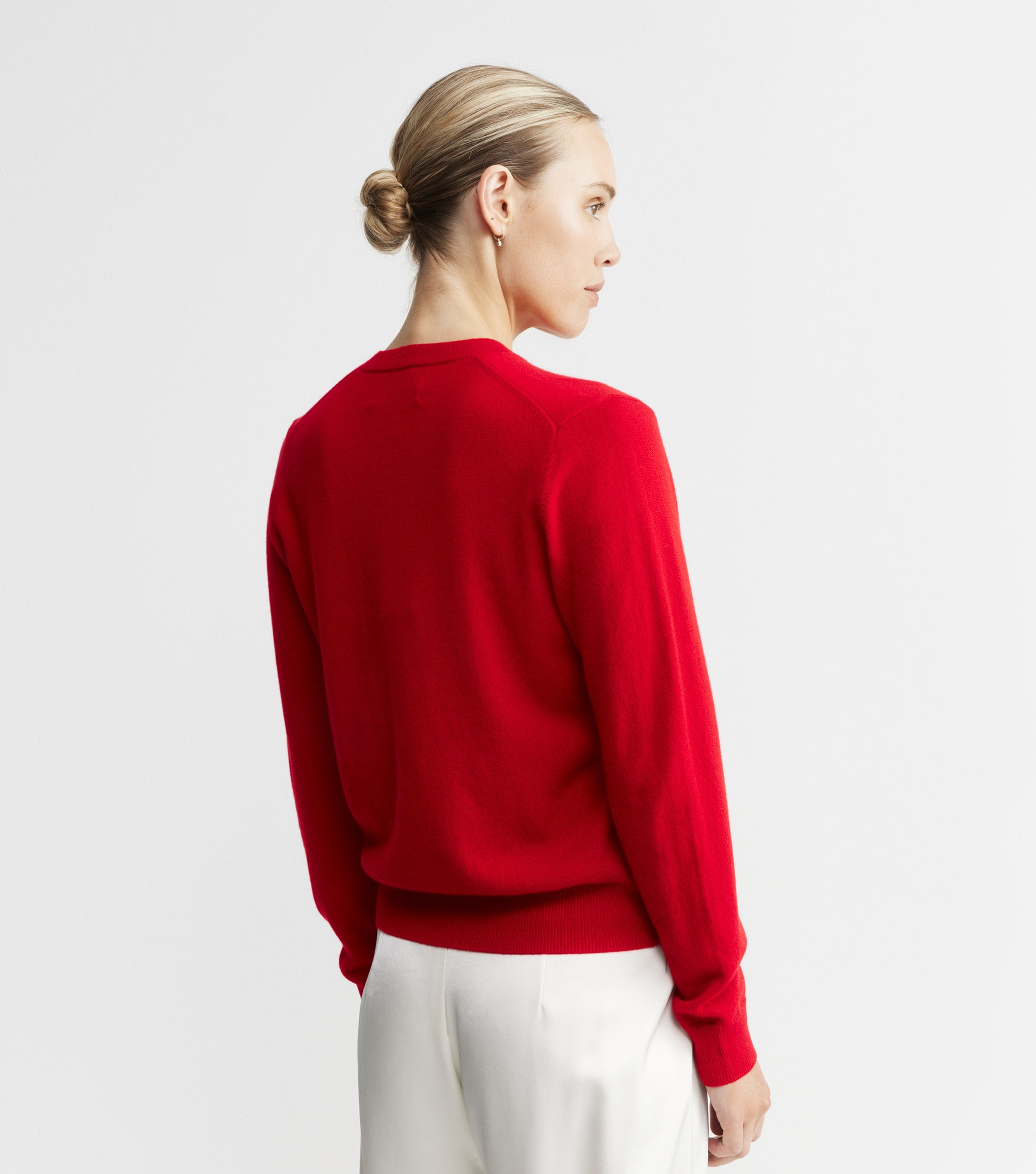 Essential Cashmere Crew Cardigan - Red