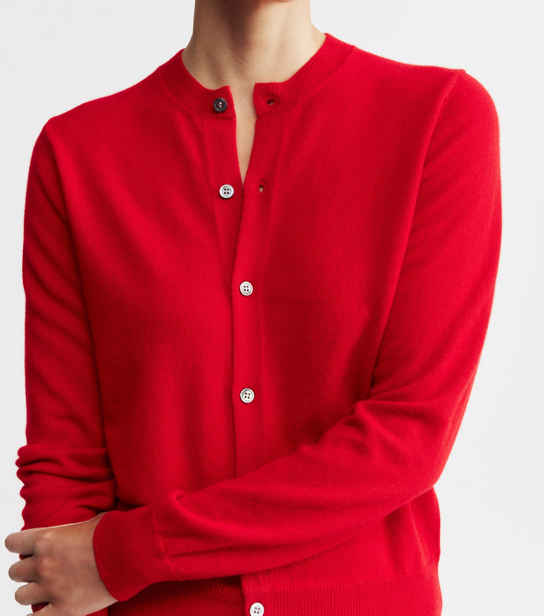 Essential Cashmere Crew Cardigan - Red