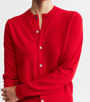 Essential Cashmere Crew Cardigan - Red