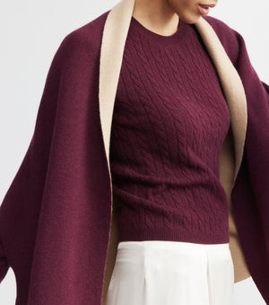 Cashmere Double Sided Jacket - Burgundy/Camel