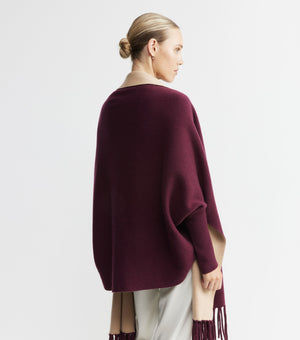 Cashmere Double Sided Jacket - Burgundy/Camel