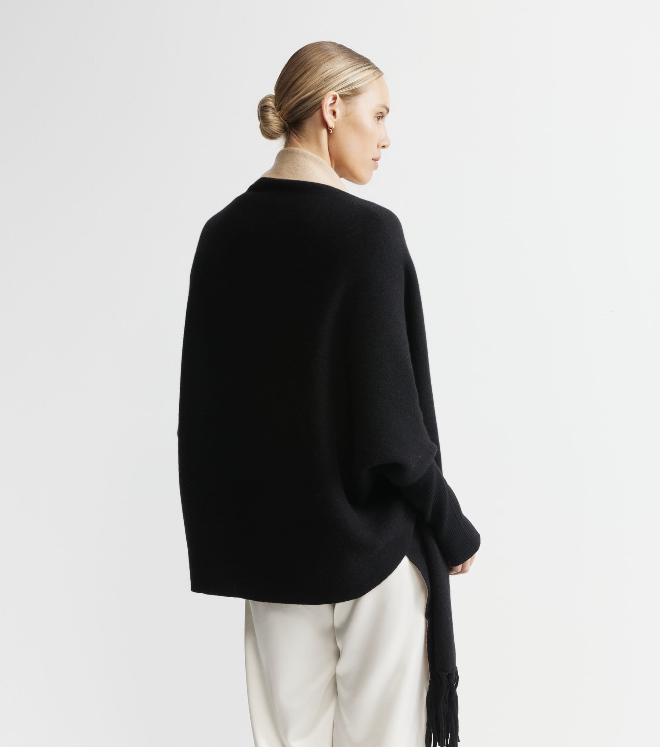 Cashmere Double Sided Jacket - Black/Camel