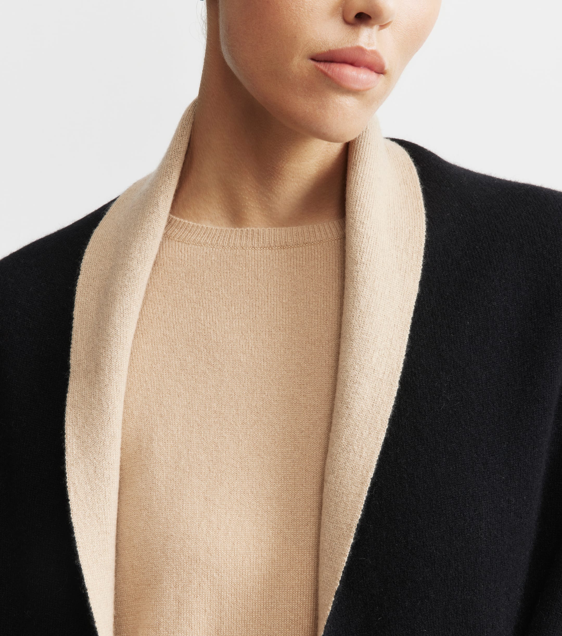 Cashmere Double Sided Jacket - Black/Camel