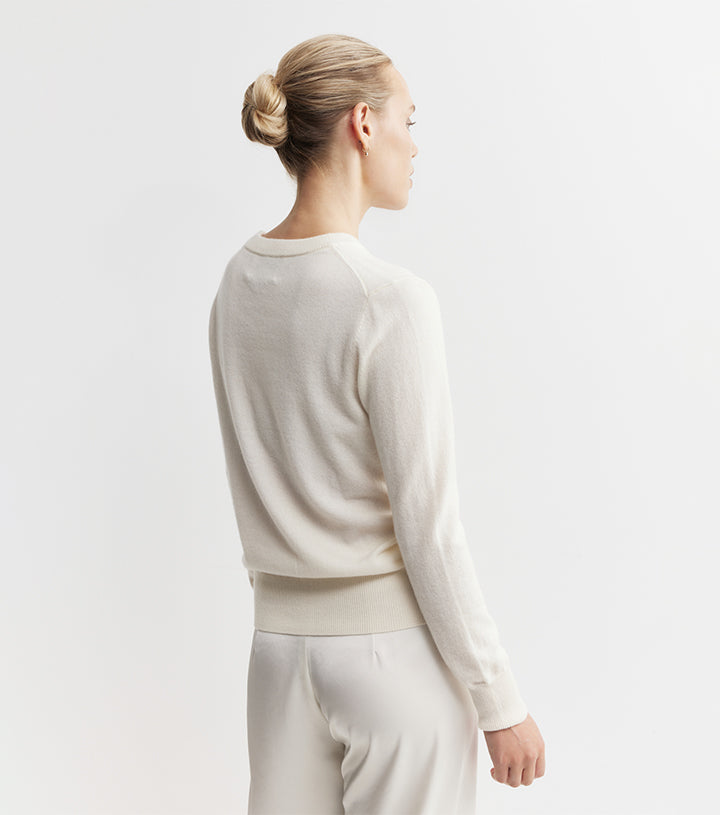 Essential Cashmere Rib Crew Sweater - Cream