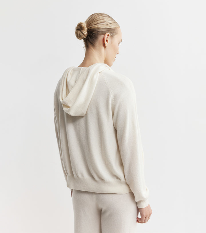 Essential Cashmere Zip Hoodie - Cream