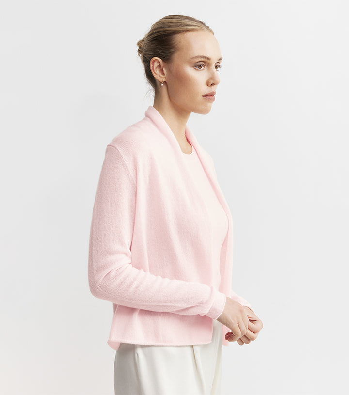 Essential Cashmere Featherweight Cardigan - Powder Pink