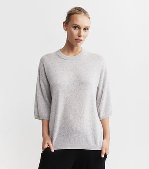 Cashmere Featherweight Oversize Tee - Grey Melange