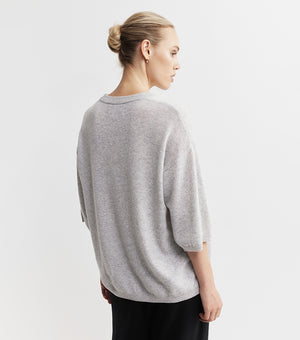 Cashmere Featherweight Oversize Tee - Grey Melange