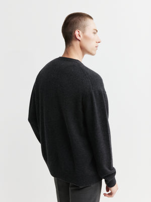 Mens Relaxed Cashmere Cardigan - Graphite