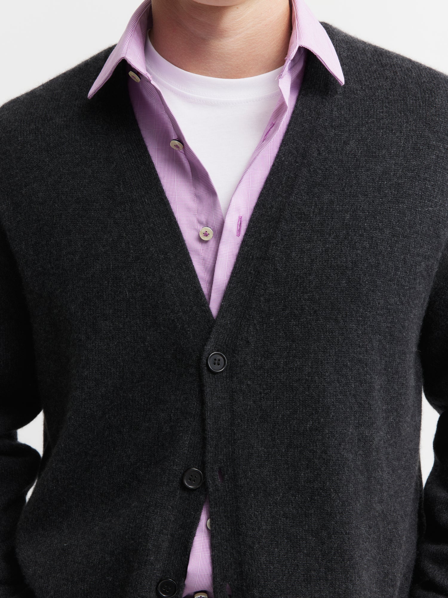Mens Relaxed Cashmere Cardigan - Graphite