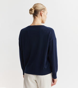 Essential Cashmere Relaxed Crew Neck - Navy