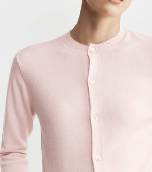 Essential Cashmere Crew Cardigan - Powder Pink
