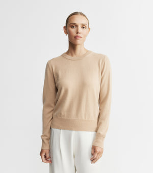 Essential Cashmere Rib Crew Sweater - Camel