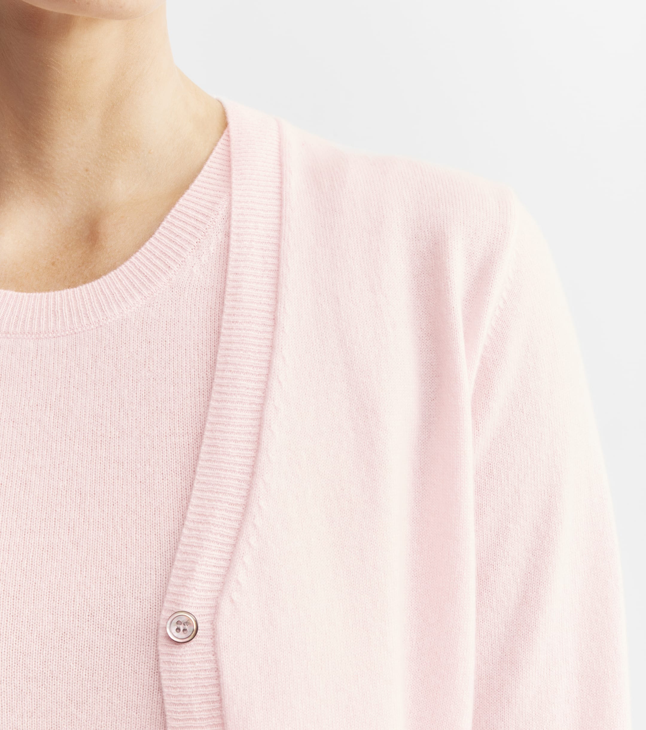 Essential Cashmere V Cardigan - Powder Pink