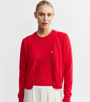 Essential Cashmere V Cardigan - Red