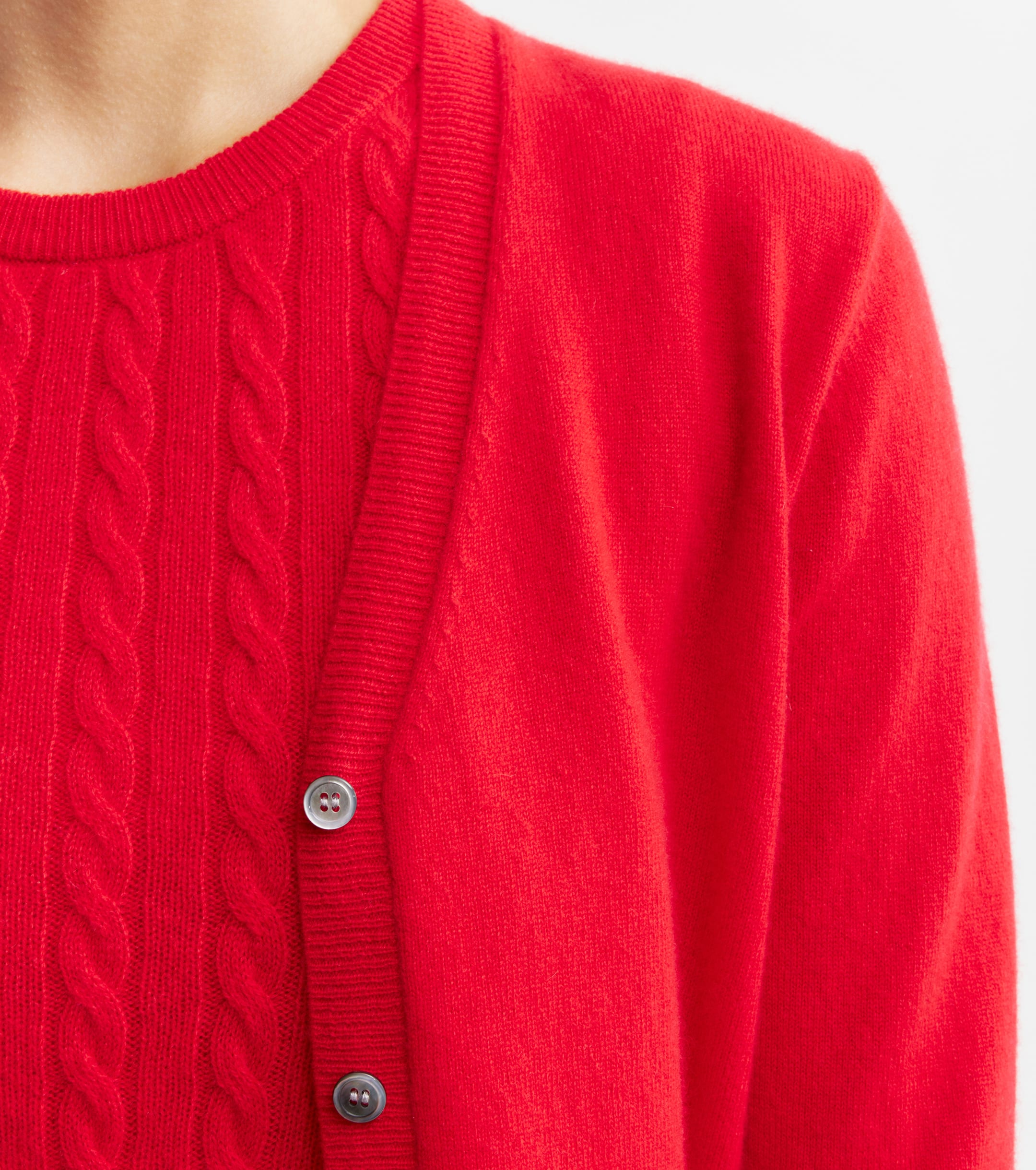 Essential Cashmere V Cardigan - Red