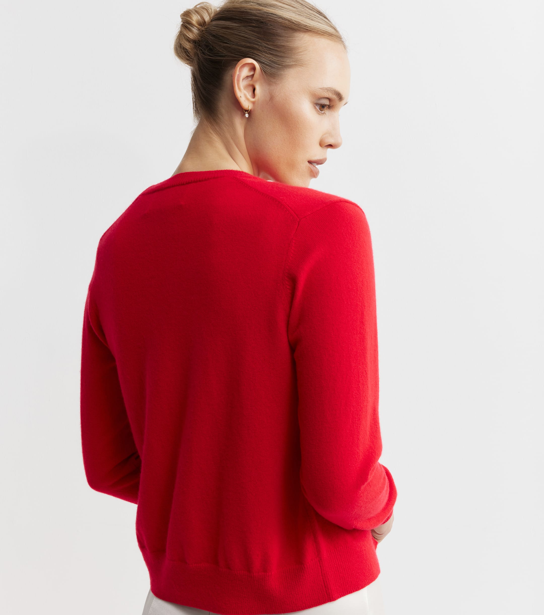 Essential Cashmere V Cardigan - Red