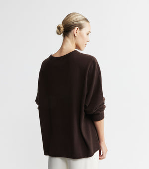 Cashmere Featherweight Oversize Crew - Cacao