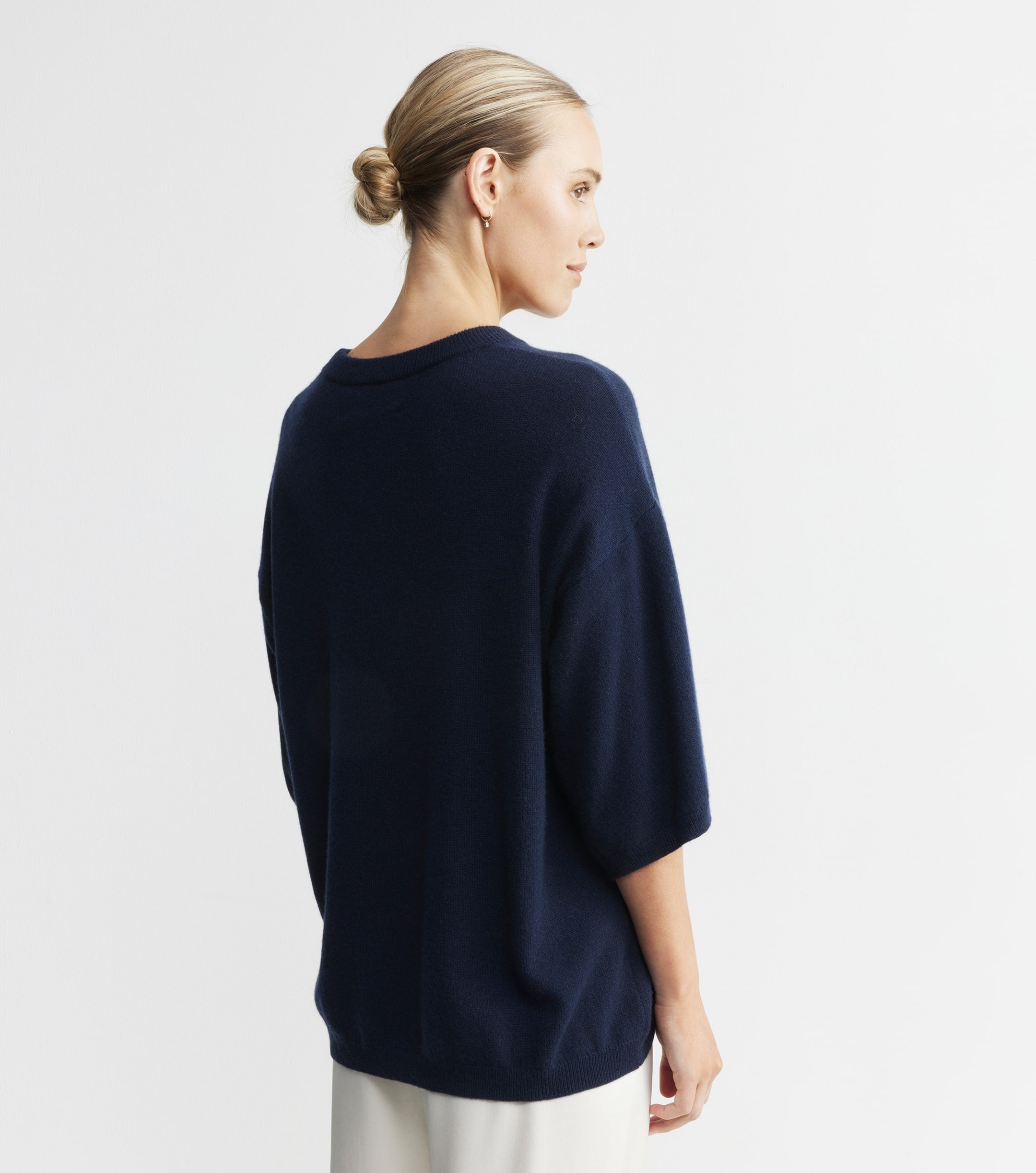 Cashmere Featherweight Oversize Tee - Navy