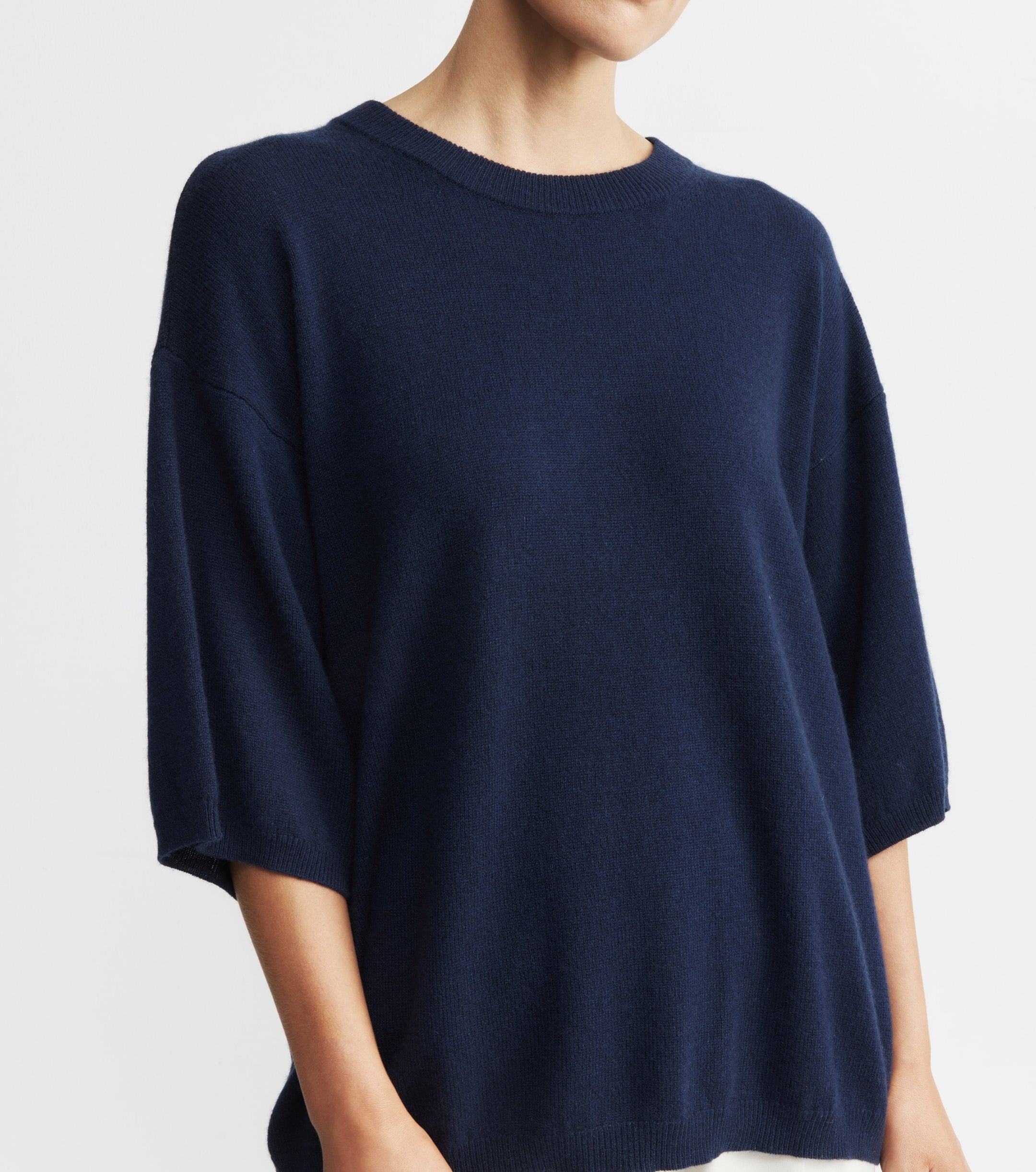 Cashmere Featherweight Oversize Tee - Navy