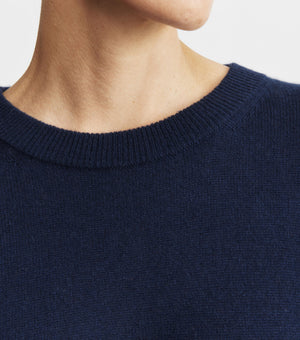 Cashmere Featherweight Oversize Tee - Navy