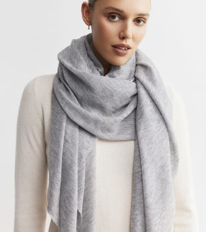 Cashmere Fine Diagonal Wrap - Grey Marle