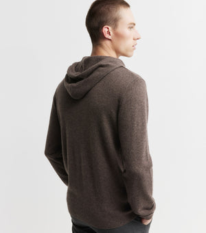 Unisex Cashmere Hoodie - Brown Melange