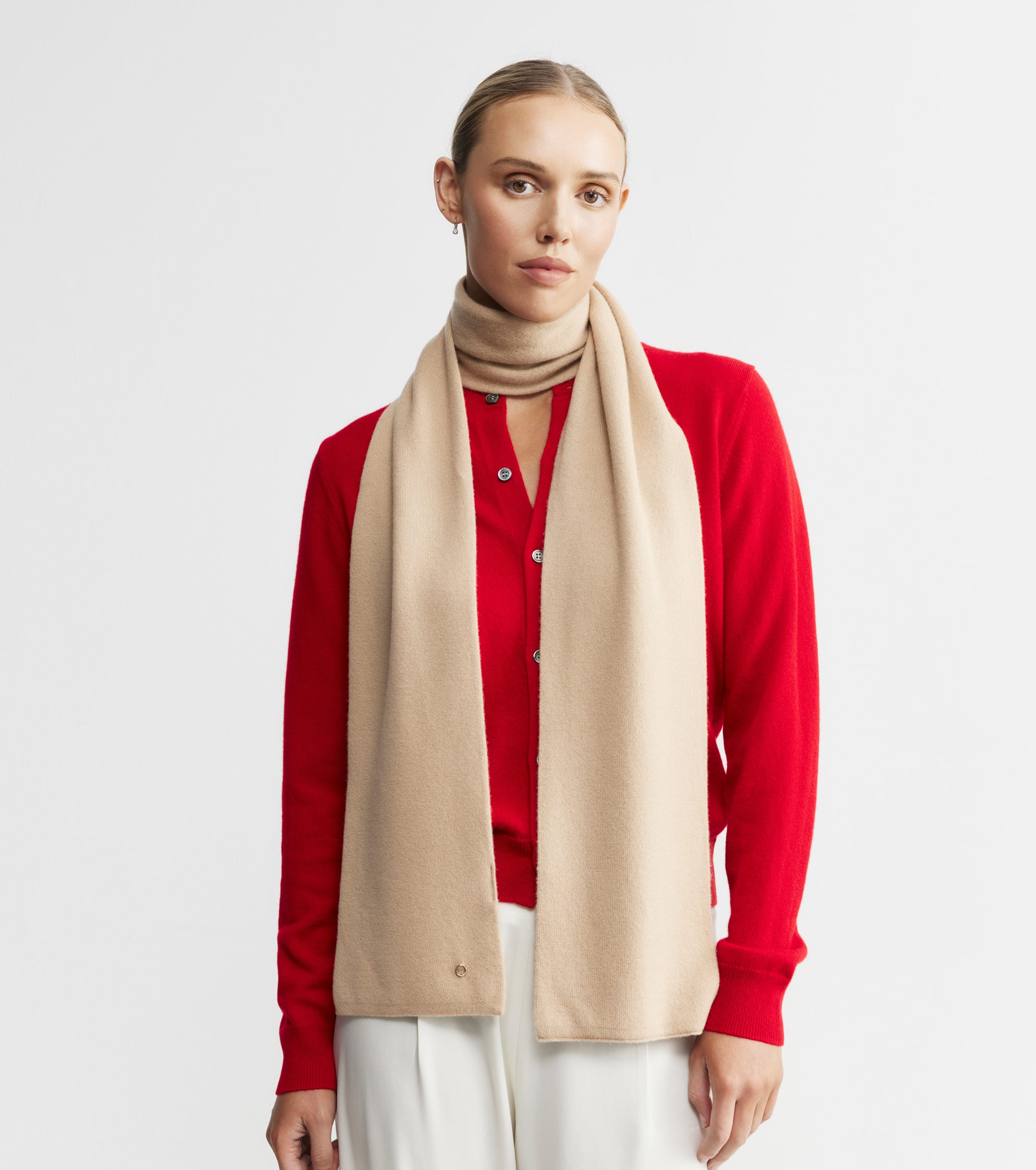 Cashmere Jacquard Scarf - Camel