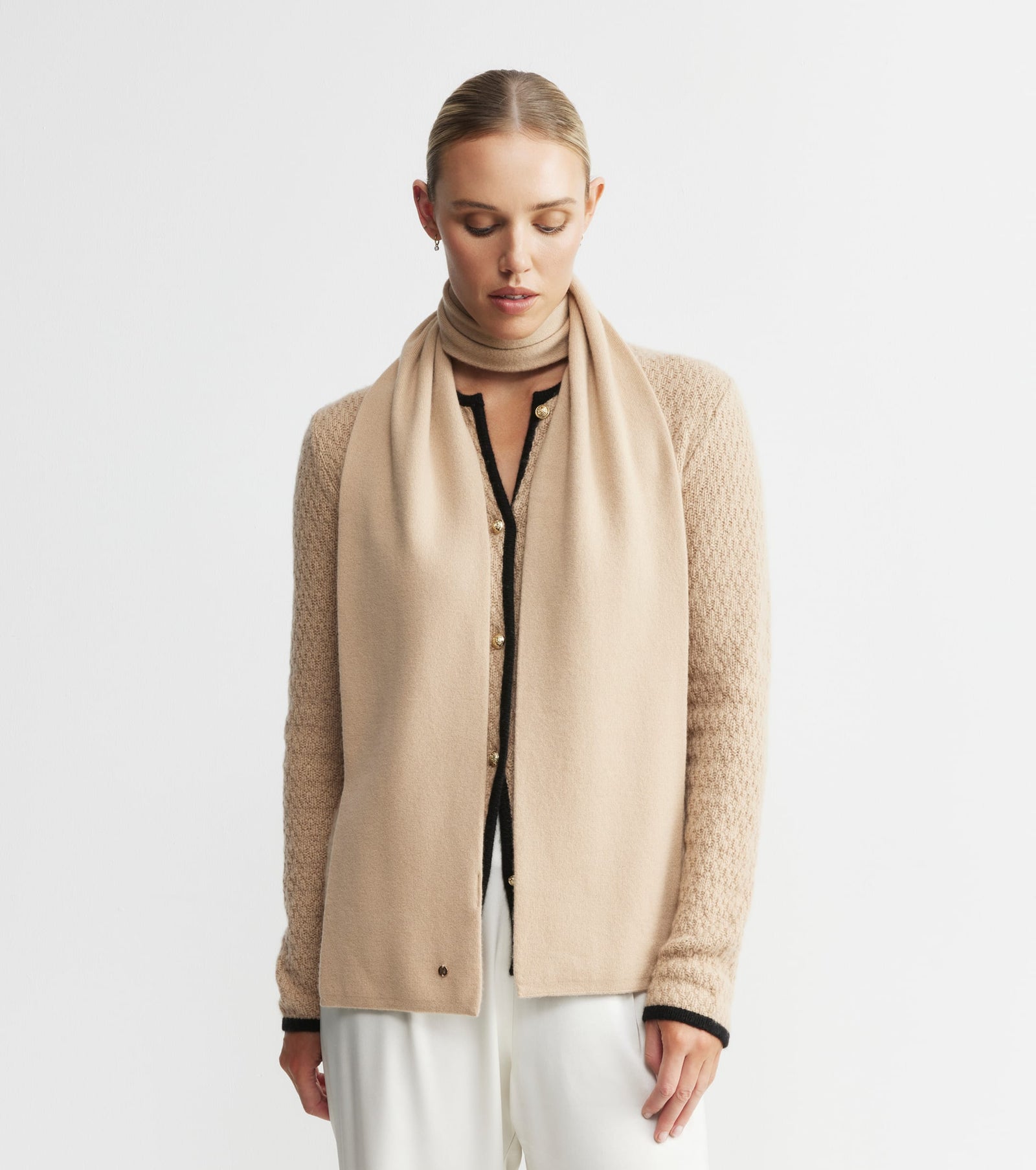 Cashmere Jacquard Scarf - Camel