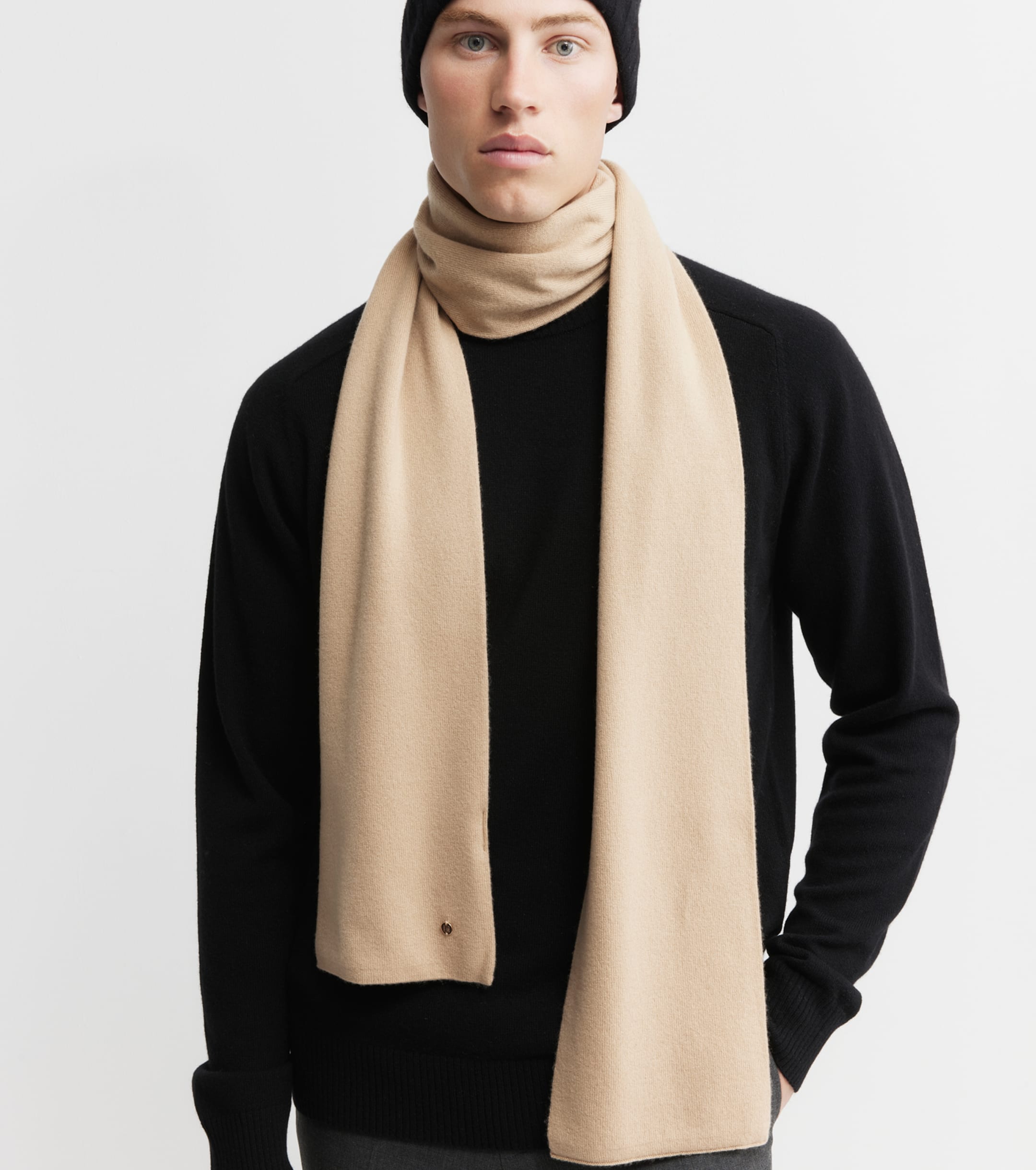 Cashmere Jacquard Scarf - Camel