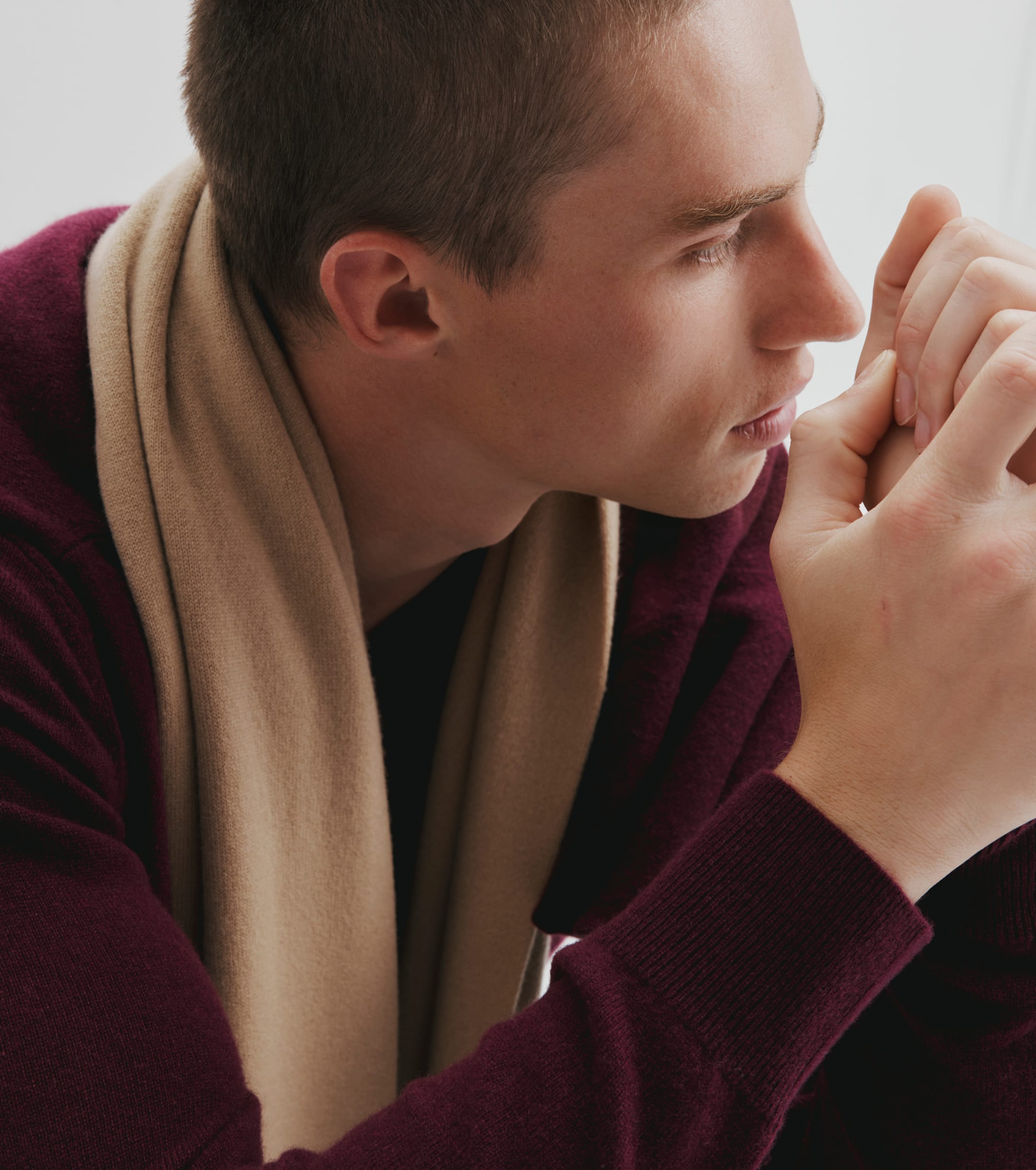 Cashmere Jacquard Scarf - Camel